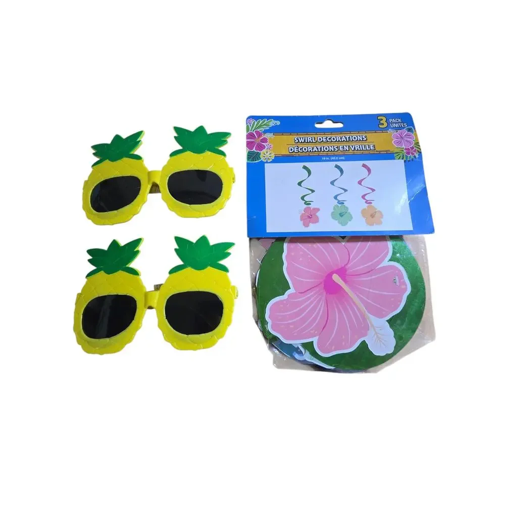 Hawaiian Theme Party Props and Decorations Bundle - 19 pieces